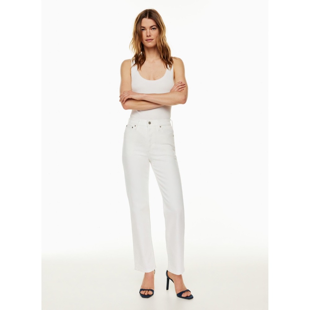 Denim Forum The Arlo High Rise Straight 28L Jeans White Size 31 Womens
